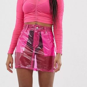 One Above Another mini skirt in transparent vinyl